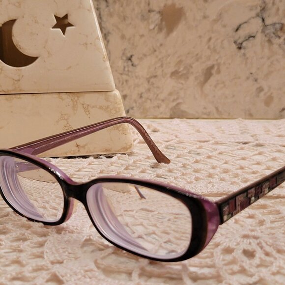 JUDITH LEIBER EYEGLASSES FRAMES JL1040 PURPLE AND BROWN TORTOISE JEWELED WOMEN'S - Picture 15 of 15